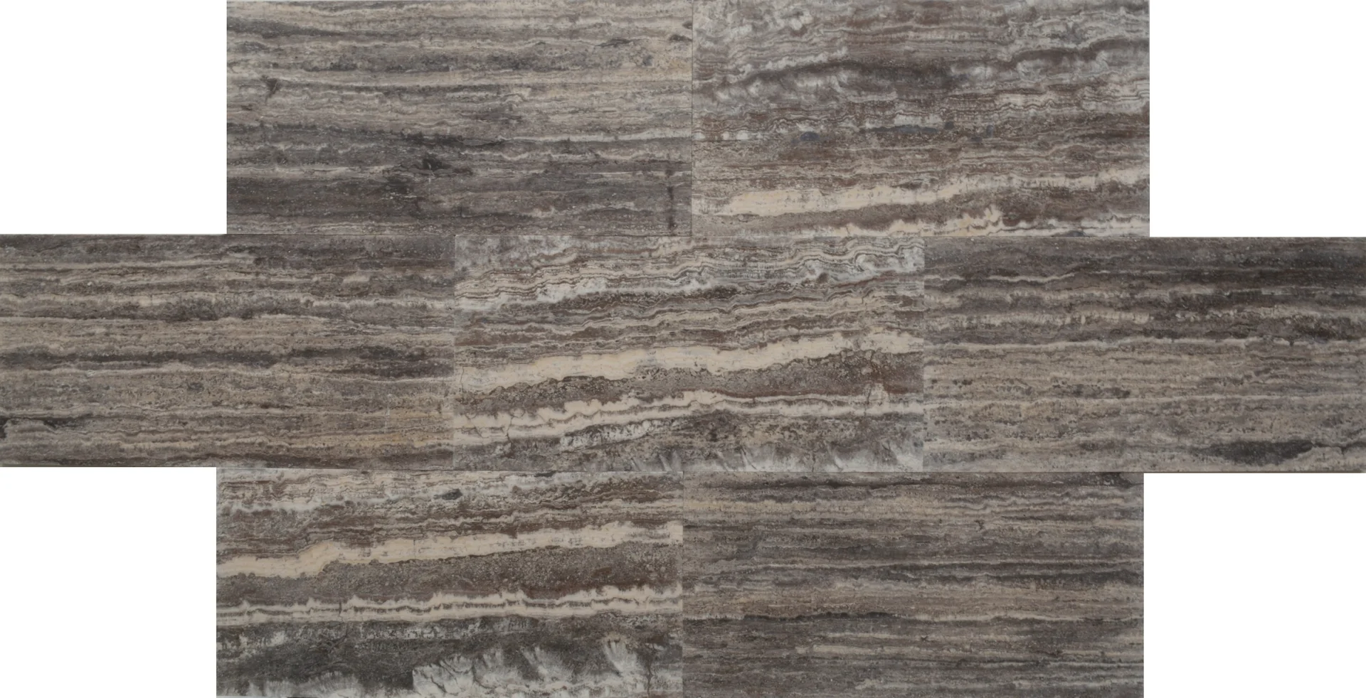 Titanium Light Silver Vein-Cut Honed Filled Travertine Tiles