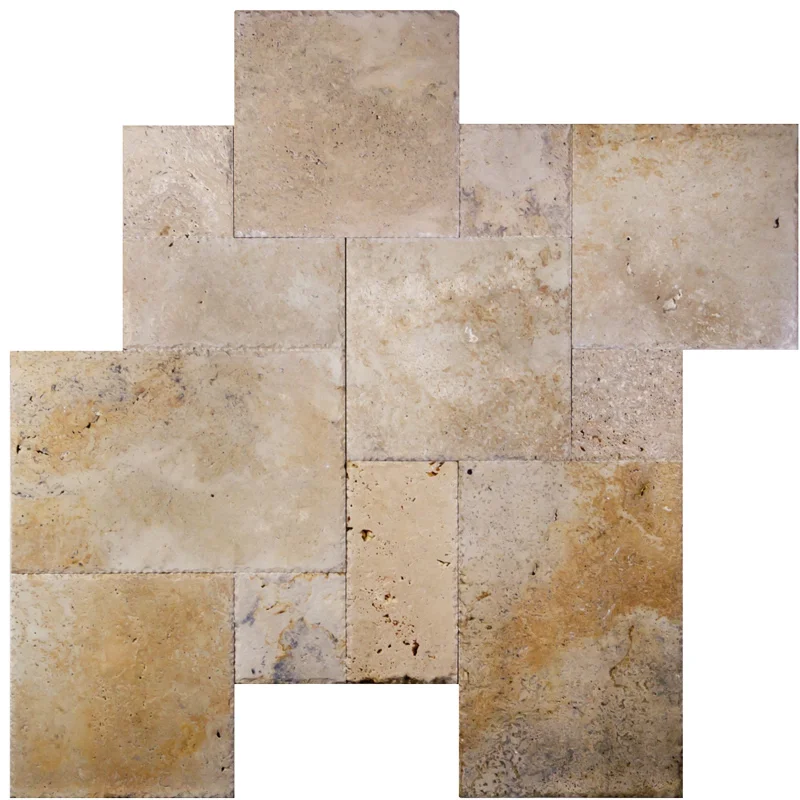 Antique Gold Brushed Chiseled Travertine Tile