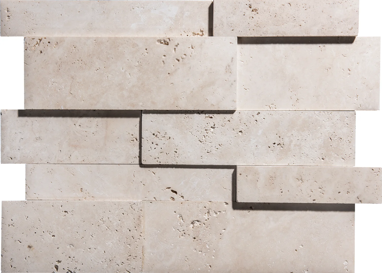 Ivory Honed Travertine Jumbo 3D Wall Panel
