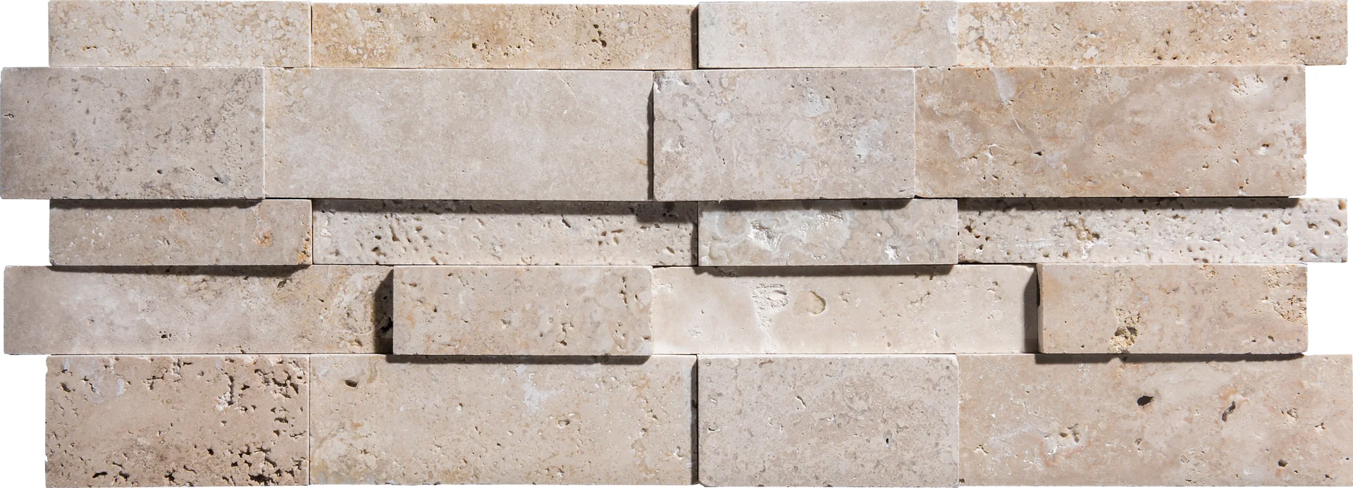 Rustic Honed Unfilled Travertine 3D Ledger